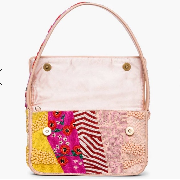 βSOLDβ STAUD Limited Edition Pink Patchwork Beaded Tommy Bag - Picture 4 of 14